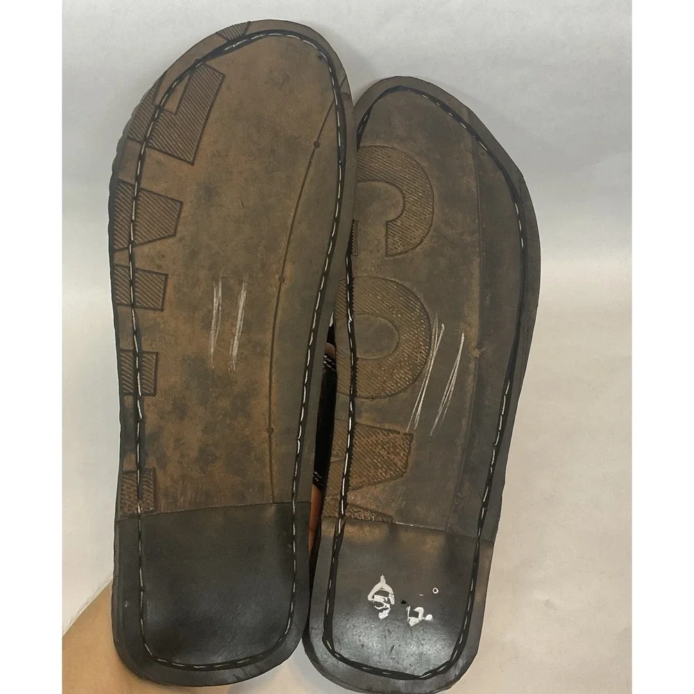 Men's Brown Leather Flip Flop Sandals size 10-10,5 Handmade Vibram Artisan Style